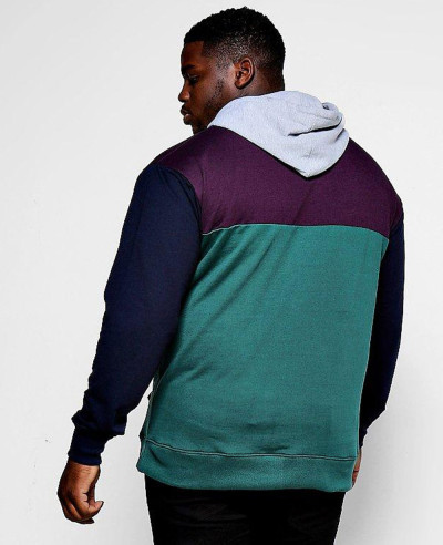 Big And Tall Panelled Colour Block Hoodie