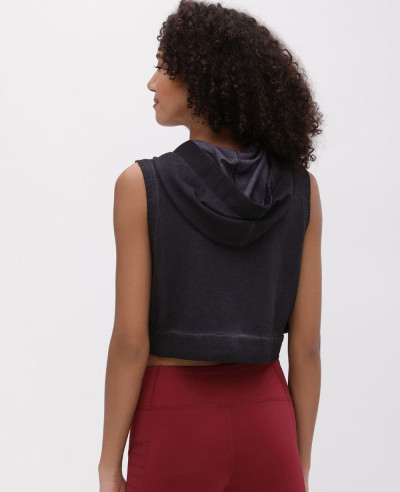 Black Hooded Crop Top