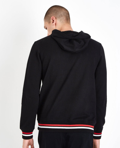 Black-Stripe-Hem-Hooded-Sweatshirt