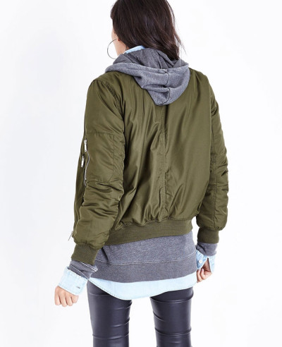 Blue Vanilla Green Satin Bomber Varsity Jacket