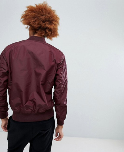 Bomber Jacket Slim Fit in Dark Maroon