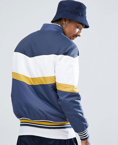 Borg Lined Track Jacket in Colour Block