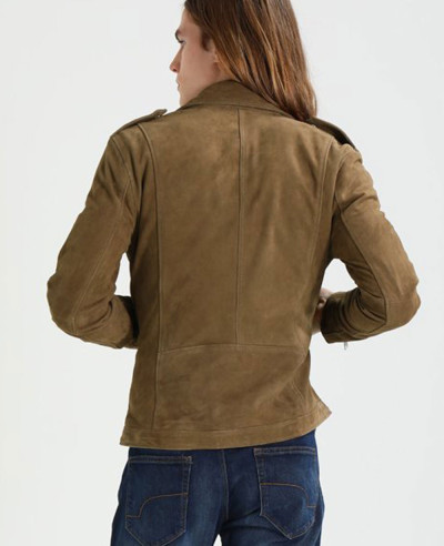 Brown Real Suede Moto Biker Leather Jacket