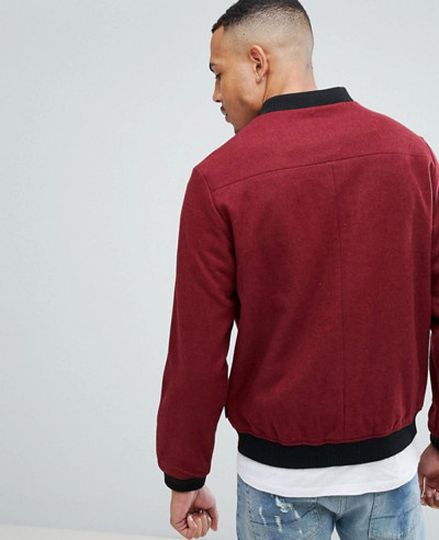 Burgundy Wool Bomber Jacket