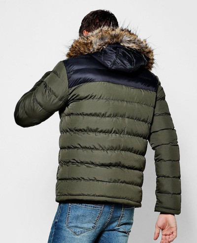 New Navy Blue Colour Block High Custom Stylish Men Padded Puffer Jacket ...