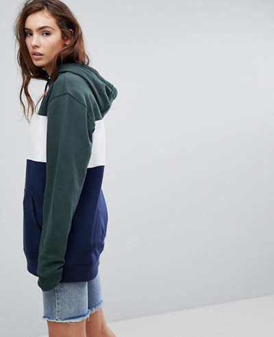 Contrast Pullover Oversized Colour Block Hoodie