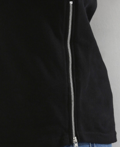 Contrast Sleeve Raglan Polo Shirt With Side Zipper