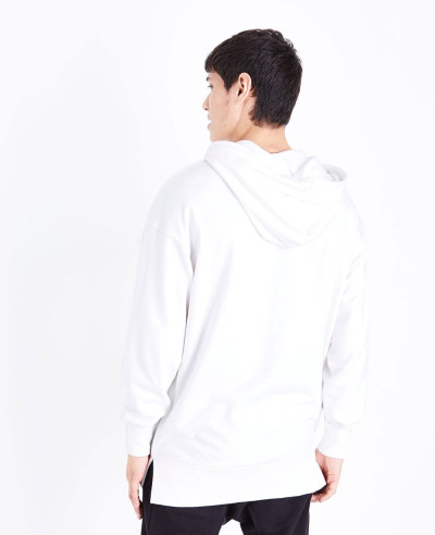 Cream Dropped Shoulder Split Hem Hoodie