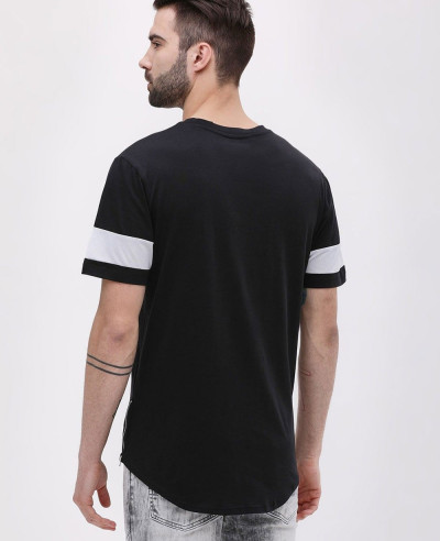 Curve Hem Longline Embroidered T Shirt