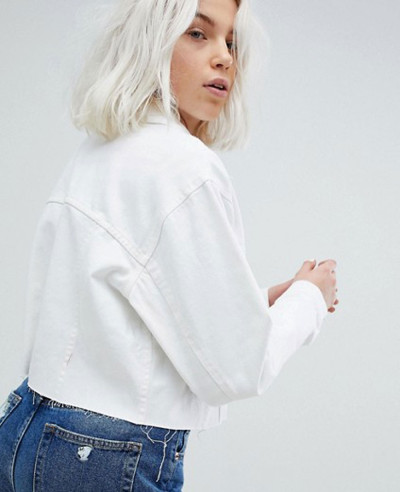 Denim Short Jacket with Frayed Edges