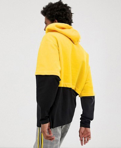 Design Oversized Hoodie With Double Layer Sleeve And Hem In Yellow