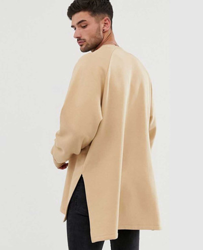 Design-Oversized-Super-Longline-Sweatshirt-With-Side-Splits-&-Dropped-Hem-In-Beige