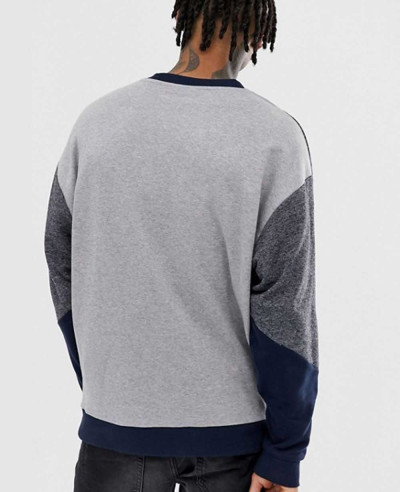 Design Oversized Sweatshirt With Color Blocking In Gray & Blue