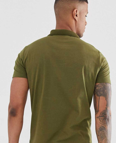 Design Polo Shirt With Color Block In Khaki