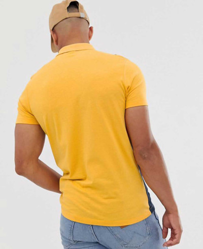 Design-Polo-Shirt-With-Vertical-Panels-&-Zipper-Neck-In-Yellow