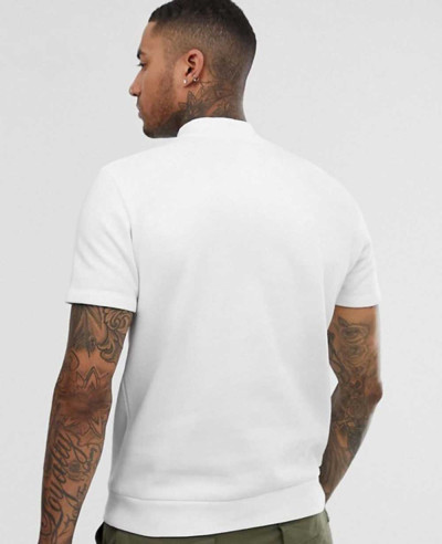 Design Short Sleeve Sweatshirt With Half Zipper In White