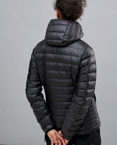 Down Sweater Quilted Padded Hooded Jacket In Black