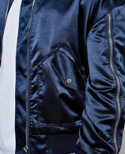 Full Zipper Though Knitted Varsity Bomber Jacket