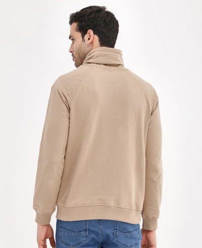 Funnel Neck Quilted Panel Sweatshirt