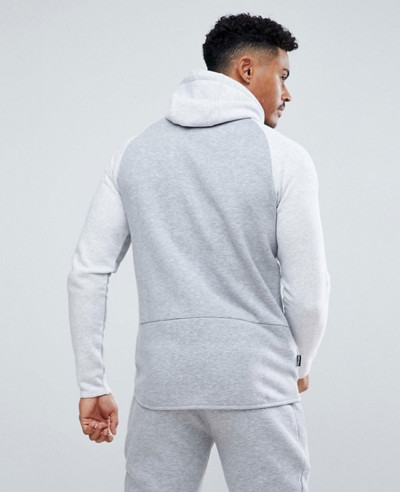 Gym Muscle Hoodie In Grey Marl With Contrast Panel