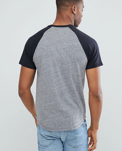 Gym Slim Fit Men Baseball Raglan in Grey T Shirt