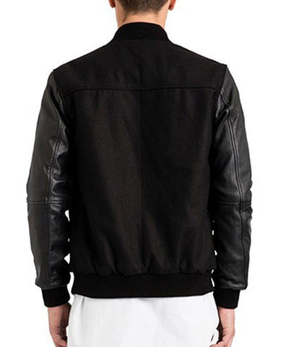 High Quality Men Custom Leather Sleeve College Varsity Jacket