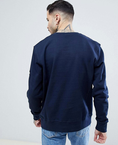 High-Quality-Men-Handmade-Crew-Neck-Sweatshirt-in-Navy