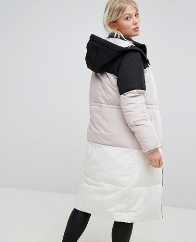 High Quality Fashion Oversized Colorblock Quilted Padded Jacket