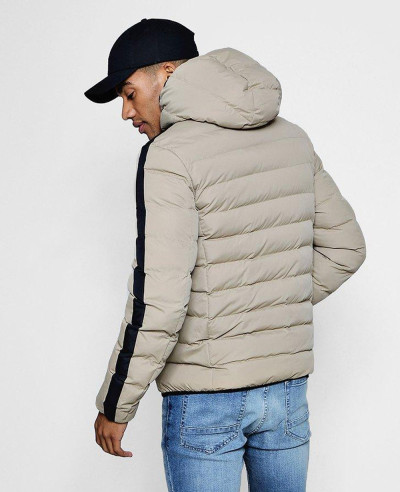 Hooded Contrast Panel Padded Jacket
