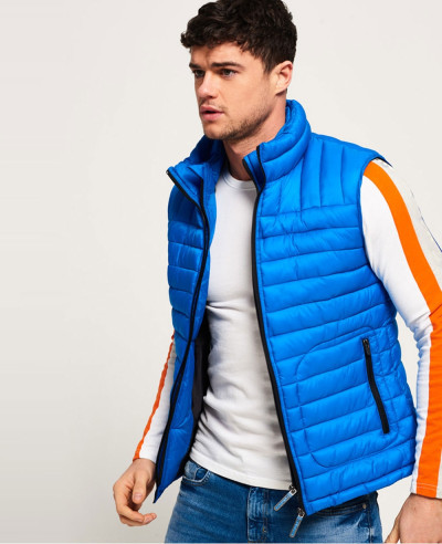 Hot Selling Men Custom Padded Puffer Double Zipper Vest Gilt