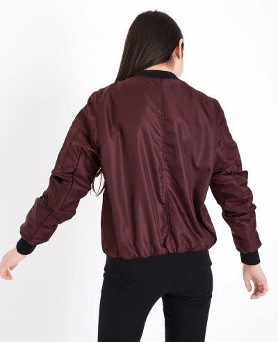 Hot Selling Burgundy Satin Bomber Varsity Jacket