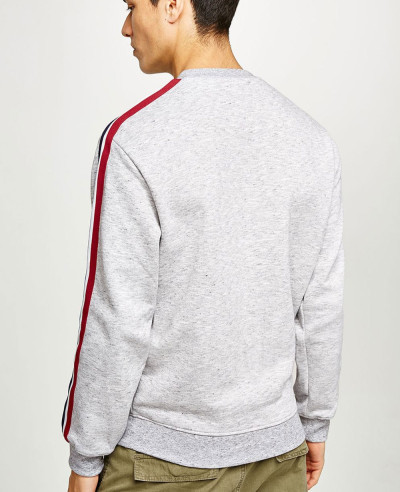 Hot Selling Men Custom Grey Taping Sweatshirt