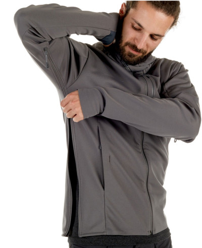 Hot Selling Men Grey Hooded Softshell Jacket