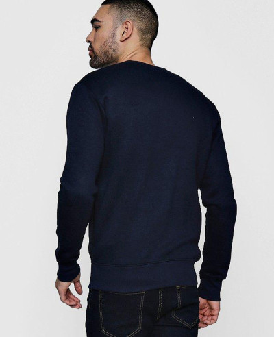 Hot Selling Men Navy Blue Jersey Bomber Fleece Sweatshirt