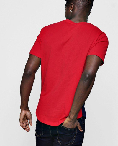 Hot Selling Sports Colour Block With Curved Hem T Shirt