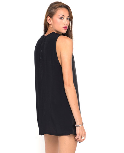 Leather Look Shift Dress in Black 