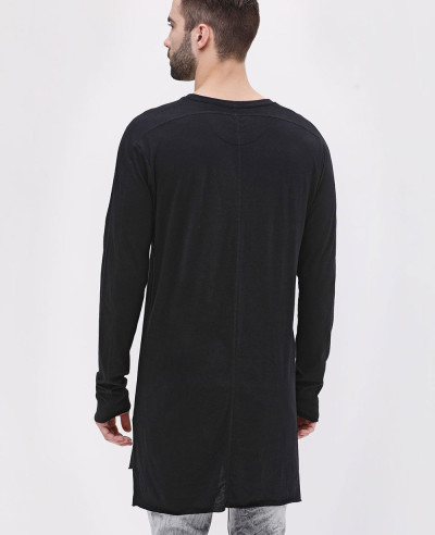 Long Sleeve Longline Soft Jersey Black T Shirt