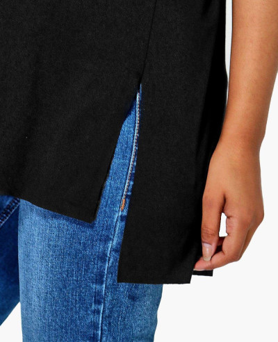 Longline Fashion Side Split Oversized Tee Shirt