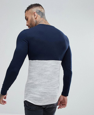 Longline Muscle Long Sleeve With Textured Body And Rose Gold Zipper T Shirt