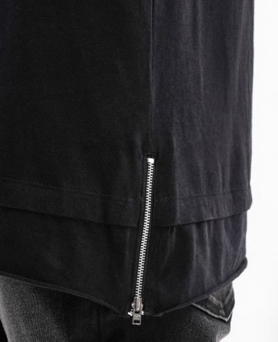 Longline With Studs At Pocket Side Zipper Men T Shirt