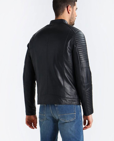 Men Are Padded Panels With Sheep Leather Jacket