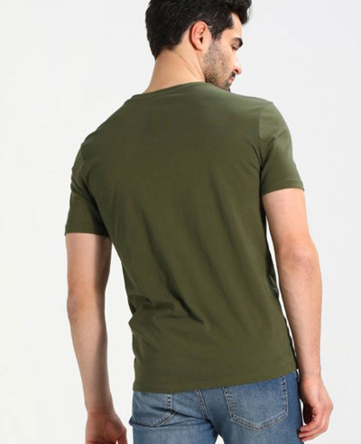 Men Basic Green Short Sleeve T Shirt
