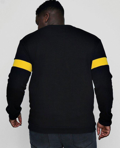 Men Black Big And Tall Sweater With Rib Insert Sweatshirt