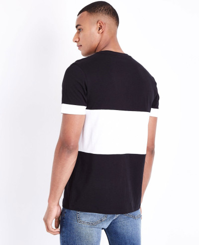 Men Black Block Color Front T Shirt