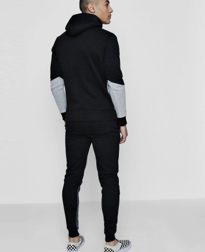 Men Colour Block Hooded Tracksuit