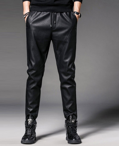 New Men Faux Leather Pants Biker Motorcycle Tight Pencil Wholesale ...