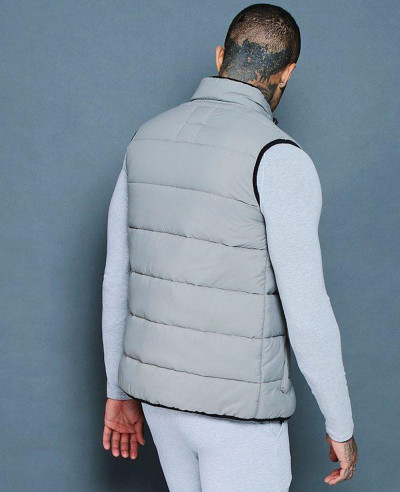 Men Grey Active Padded Shell Gilet