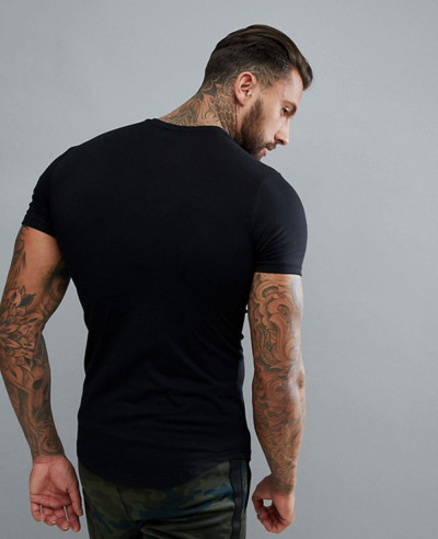 Men Gym Muscle Fashion T Shirt In Black