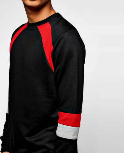 Men Hot Selling Raglan Sleeve Colour Block Raglan Sweatshirt