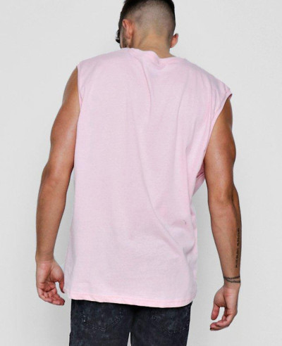 Men Pink Soft Oversized Tank Top